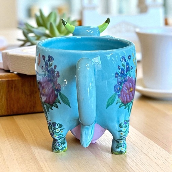 Floral Ceramic Cow Mug / Planter 2001 Cow Parade - Picture 7 of 8